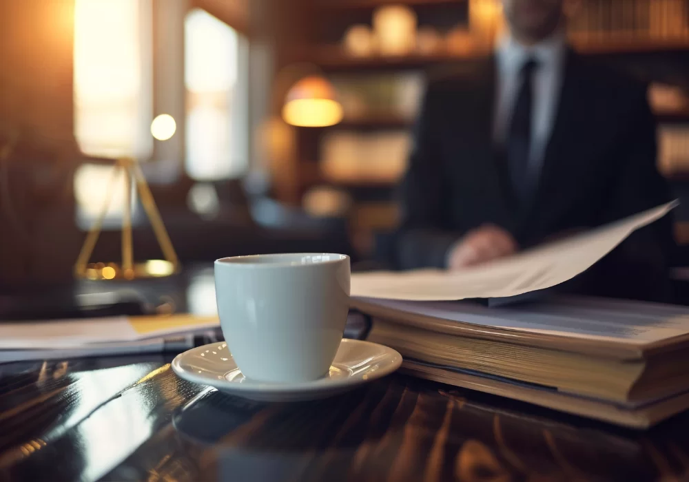 Advogado(a) criminalista em reunião estratégica para negociação de acordo de não persecução penal.